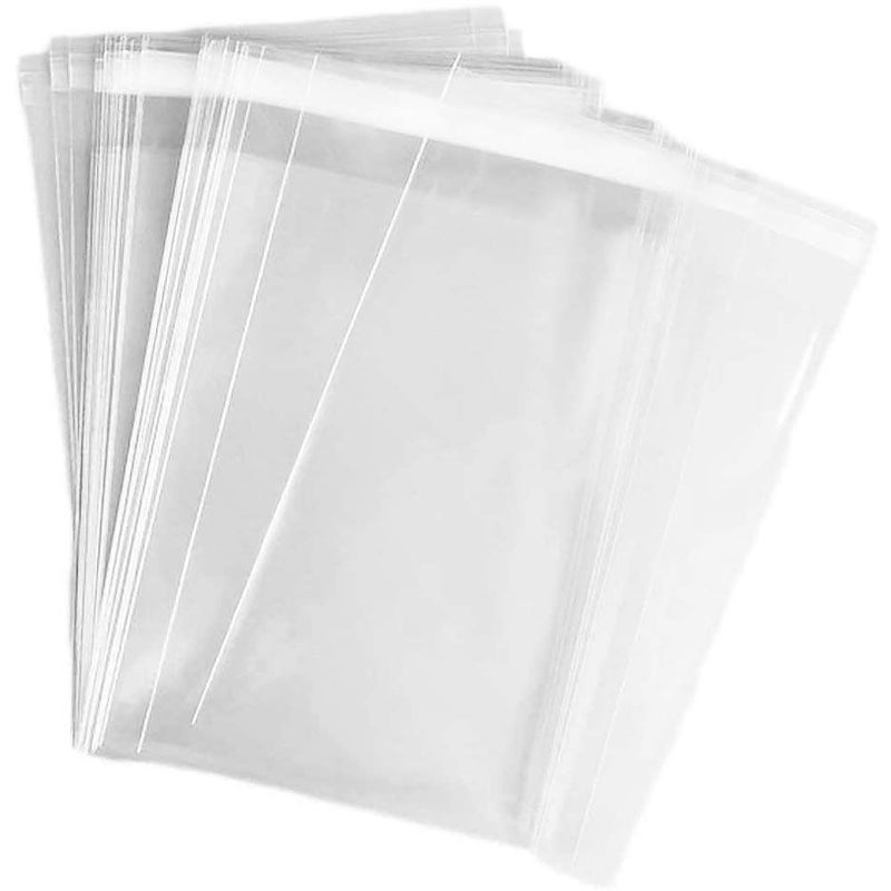 NObranded 200 pcs Clear 5" x 11" Long Self Seal Cello Cellophane Bags Resealable Poly Bags 2.8 mils for Bakery Cookies Candles Christmas Halloween Party Decorative Pretzel Sticks Lollipops - Image 1